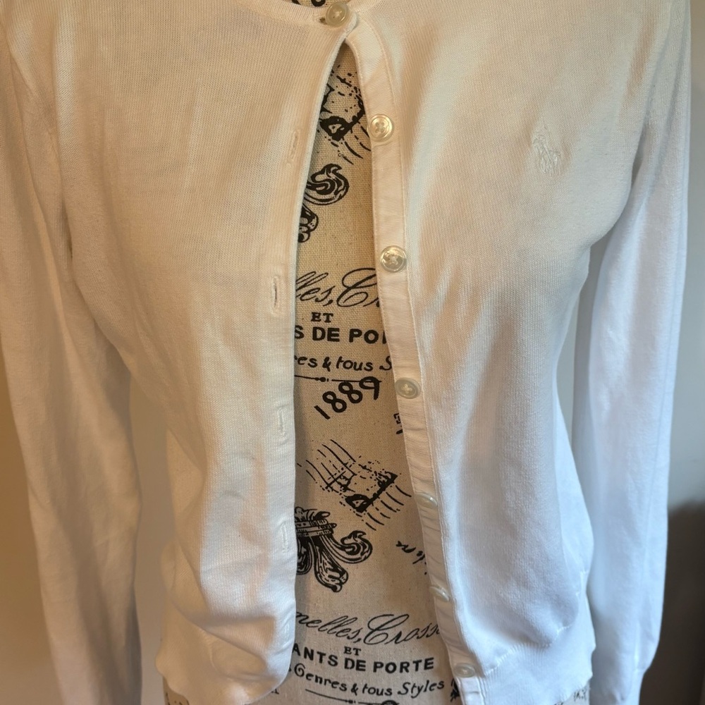 Ralph Lauren White Button-Up Cardigan